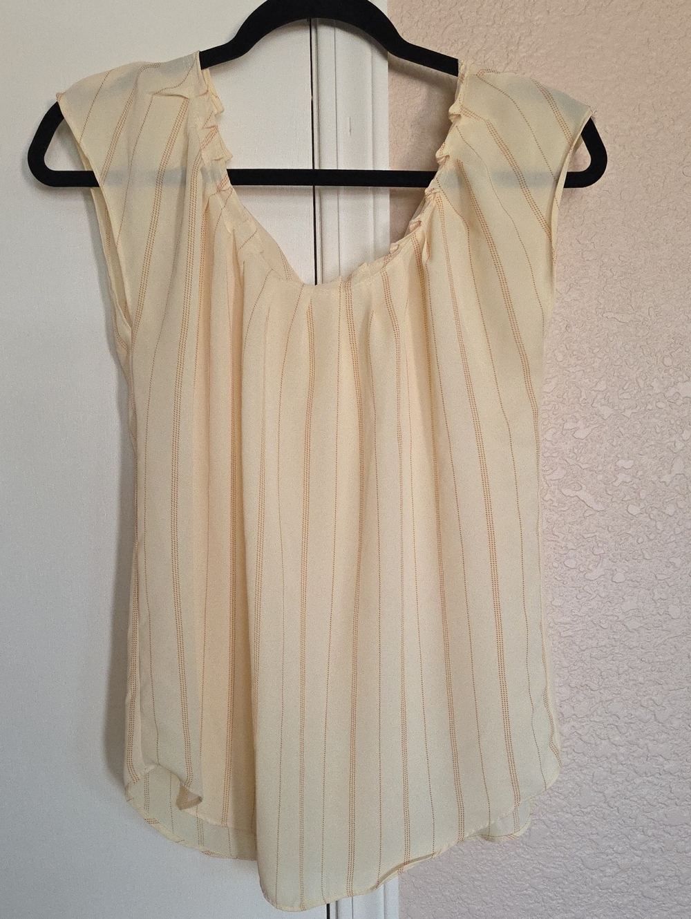 LC Lauren Conrad Light Yellow Blouse with Peach Pinstripes - Picture 2 of 10